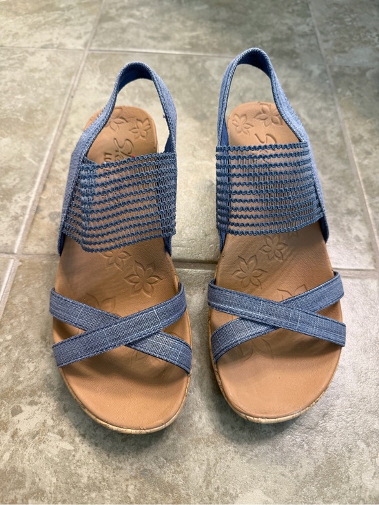 Skechers Shoes - Skechers Women's Denim Blue Elastic Strap Sandals